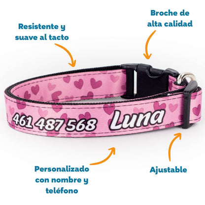 Collar personalizado para Mascota: Corazones