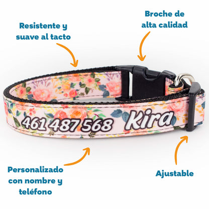 Collar personalizado para Mascota: Rosas